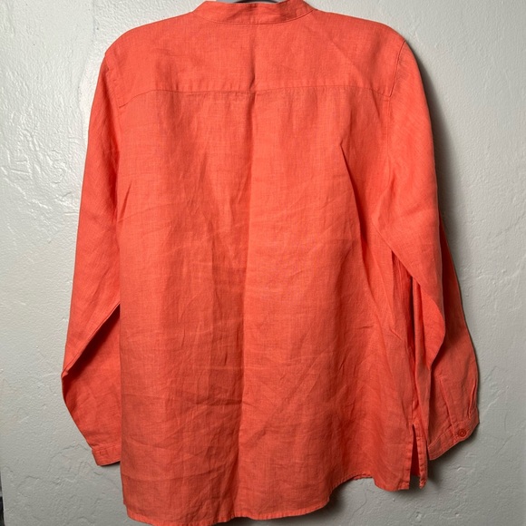 LL Bean Womens Long Sleeve Linen Pintuck Button Up Blouse - Picture 4 of 4